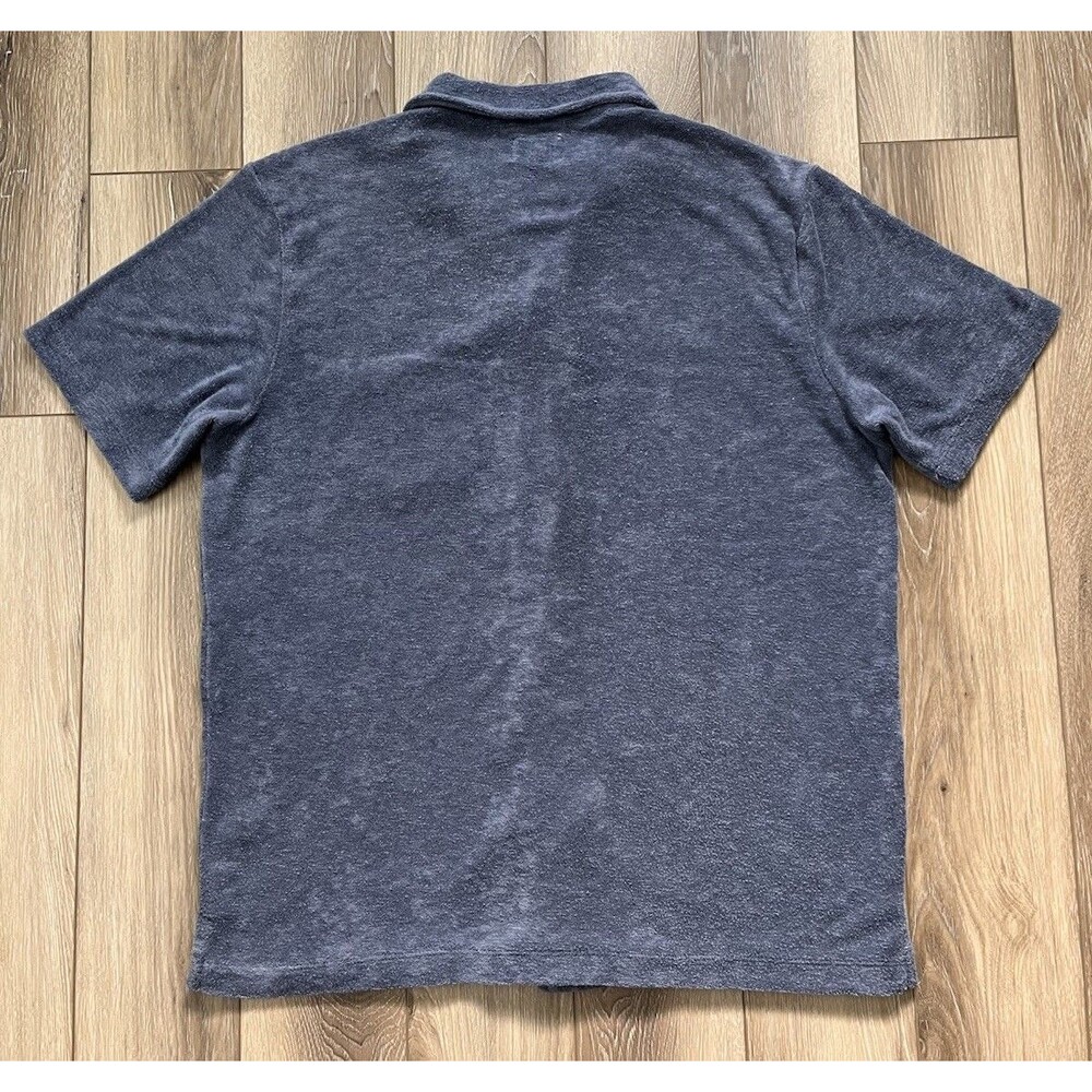 Marine Layer Towel Terry Resort Shirt Mens Sz M Indigo Blue Cabana Vacation - Picture 5 of 10
